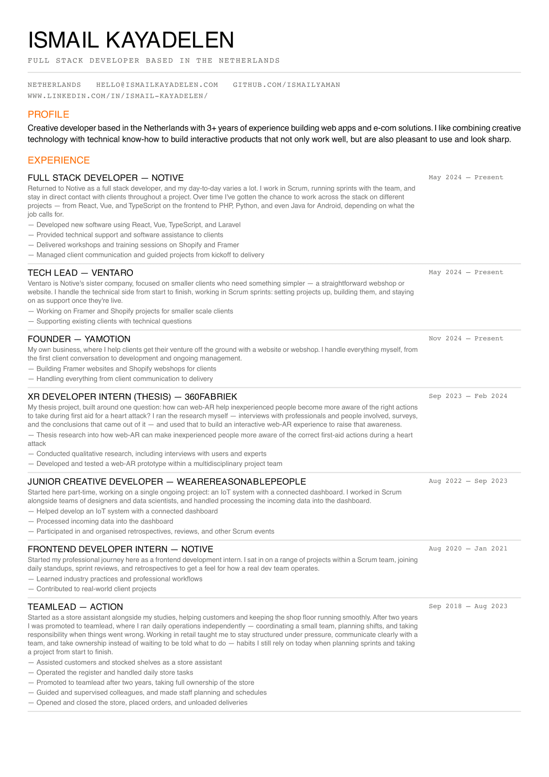 Ismail Kayadelen — CV (1/2)